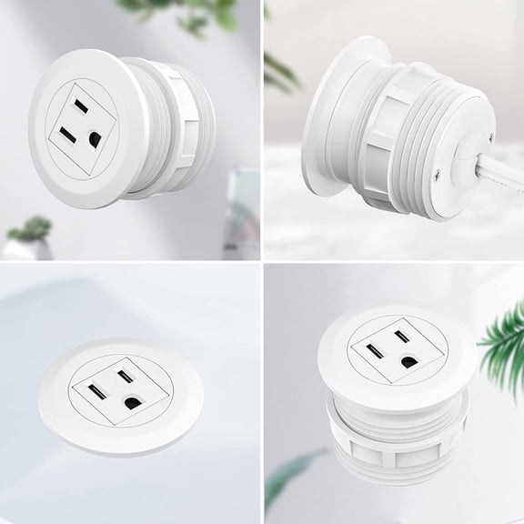 HSAPOW-Mini Desktop Power Hub Grommet, Desk Outlet Charge Stantion Build-in 1 US Standard Outlet with 6.56 FT Extension Power Cord,Recessed Power Strip Socket for Table Cabinet Sofa Nightstands