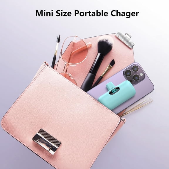 HSAPOW-Mini Portable Charger for iPhone,5000mAh PD Fast Charging Battery Pack,LCD Display Cute Power Bank Portable Phone Charger for iPhone 14/14 Pro Max/13/13 Pro/12 Pro/11/XS/XR/X/8/7/6 (Green)