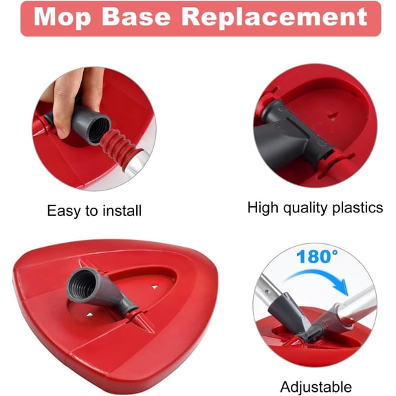 HSAPOW-Mop Handle for O Cedar,2 Spin Mop Base for Ocedar, Mop Stick Pole Handle Adjustable 30-58" and Replacement Mop Base Part for EasyWring Spin Mop, Lightweight & Durable