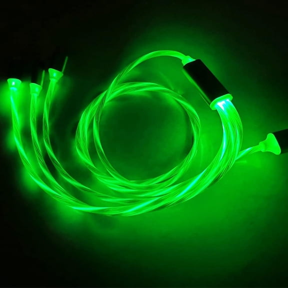 HSAPOW-Multi Ports Charger Cable 3 Combinations in One Cable USB A to USB C/Micro USB PD Fast Charging Cord Lighted Up LED Flowing Compatible with Almost All Kinds of Electric Device-39Inches Green