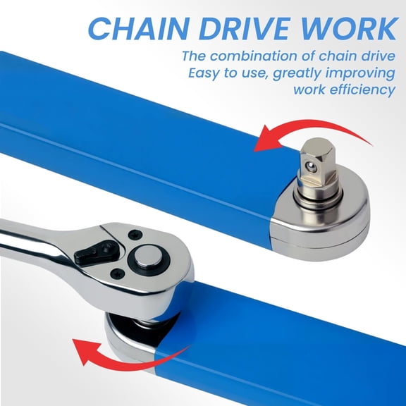 HSAPOW-Offset Extension Wrench, Zero Degree Ratchet Extension Set Impact Ready Socket Wrench Extender Tool with 1/2", 1/4", 3/8" Drive Adapters and 1/4" Socket for Tight Place (Blue)
