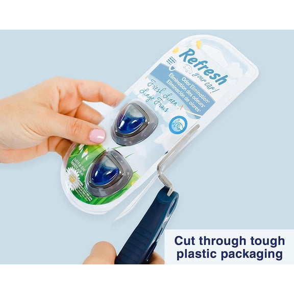 HSAPOW-Open It! 4-in-1 Box Cutter & Package Opener Tool  Heavy Duty Scissors, Retractable Blade & Screwdriver  All-in-One Household Tool for Boxes & Plastic Packaging, Blue