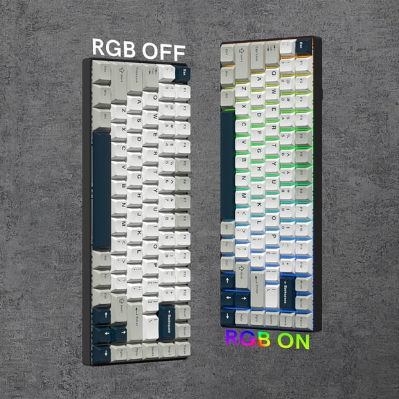 HSAPOW-PBT Keycaps Set, Doubleshot 137 Key Caps,Cherry Profile Custom Keycap for 61/64/68/84/87/100/104/108 Mechanical Keyboard, Compatiability for 60 65 75 100 Percent Keyboads (White Grey Blue)