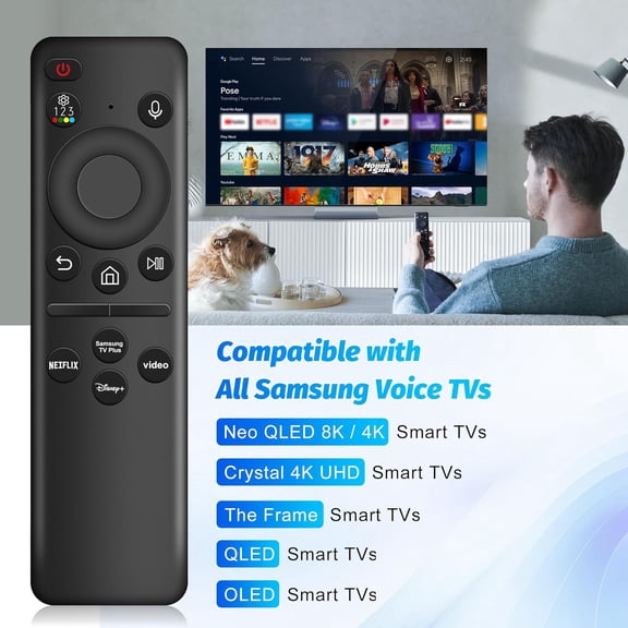 HSAPOW-Rechargeable Replacement for Samsung TV Remote, for All 2019-2025 Samsung Remote Control for Smart TV with Voice Control, No Solarcell, with USB-C Charging