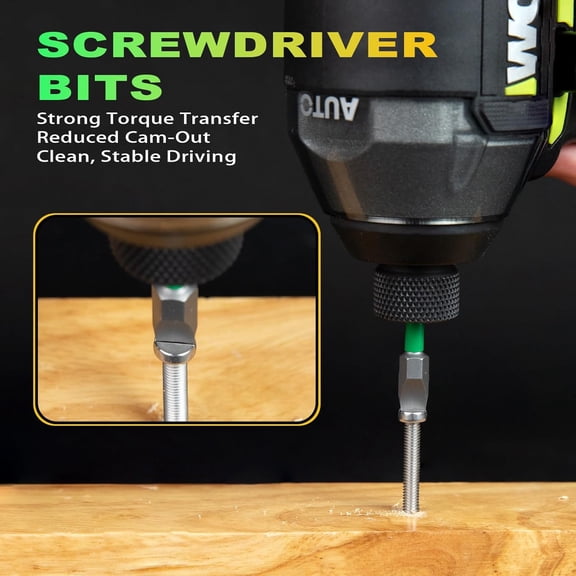 HSAPOW-SL6 Slotted Screwdriver Bits, 2 Inch Flat Head Impact Rated Bits, High Torque Magnetic S2 Steel, 1/4" Hex Shank for Drill & Impact Driver, Flat Head Bit for Woodworking & Construction | 10-Pac
