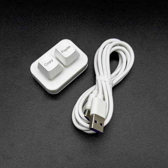 HSAPOW-Sanjimida USB Mini 2-Key Copy and Paste Keyboard - Programmable Macro, Hot Swappable Mechanical With 1.5 Meter USB Data Cable (White)