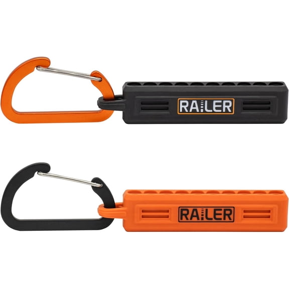 HSAPOW-Screwdriver Bit Holder Storage Organizer 10-Hole Black and Orange Bit Holder with Carabiner - 2 Pack