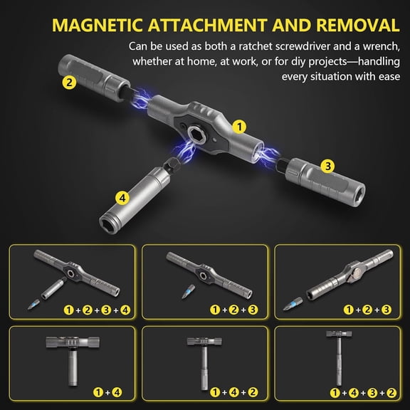 HSAPOW-Screwdriver Set 42 in 1 - Magnetic Screwdriver Sets, S2 Steel Multi Bits T Handle Ratchet Screwdriver, Ratcheting Precision Screwdriver Kit with Case for Furniture Computer Watch Bicycle DIY