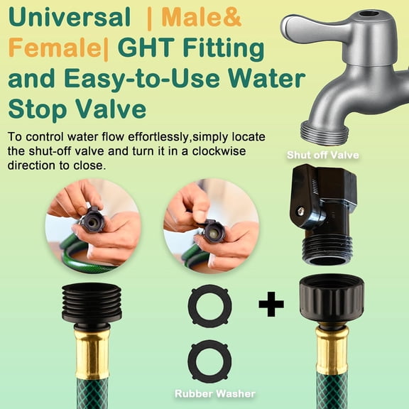 HSAPOW-Short Hose 10FT Flexible for Connection: 1/2" PVC Water Hose Lightweight and Leakproof for Small Gardens Reels Drip Irrigation Outdoor Faucet Extension