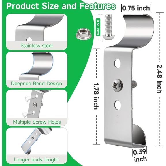 HSAPOW-Siding Hooks, 20 Pack Upgrade Outdoor Hooks with Screw Hold Up to 20lbs, Easy Install Soffit Hanger, No Hole Stainless Steel Vinyl Siding Clips for Hanging Solar Lights, Home Decor, Wreaths