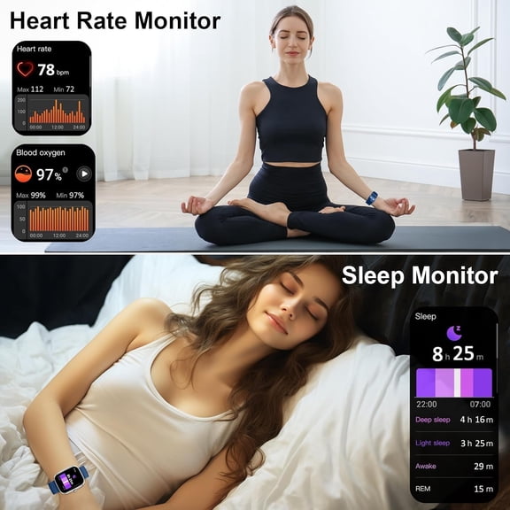 HSAPOW-Smart Watch, 1.91" Smartwatch for Men Women (Answer/Make Call), Fitness Tracker with 100+ Sport Modes, IP68 Waterproof, Heart Rate/Sleep Monitor, Spo2, Pedometer, Activity Tracker for Android
