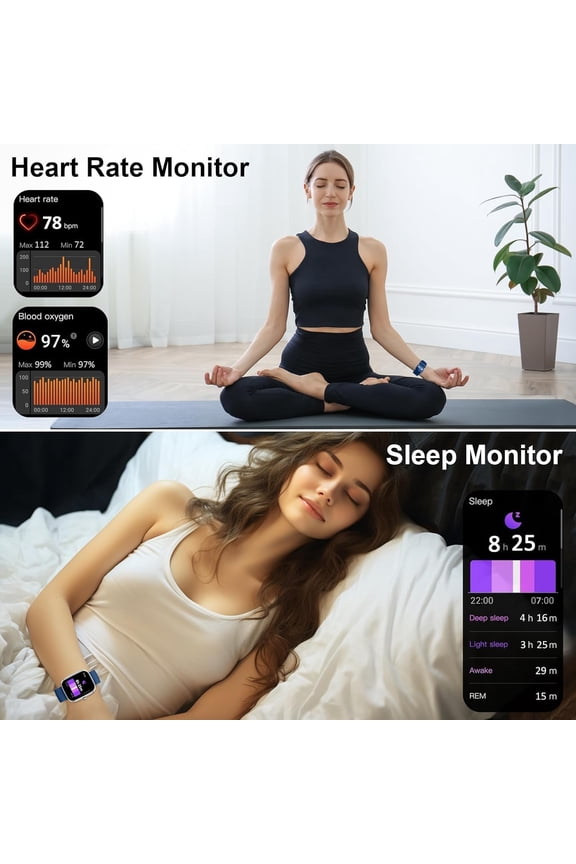 -Smart Watch, 1.91" Smartwatch for Men Women (Answer/Make Call), Fitness Tracker with 100+ Sport Modes, IP68 Waterproof, Heart Rate/Sleep Monitor, Spo2, Pedometer, Activity Tracker for Android