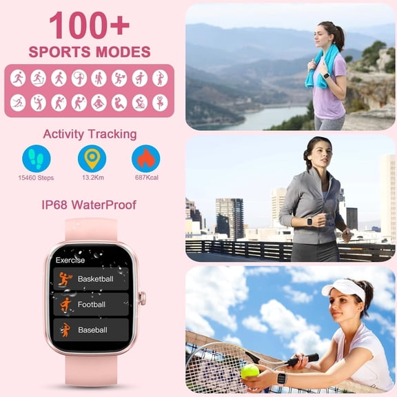 HSAPOW-Smart Watch, 1.96" HD SmartWatch, Touch Screen Answer/Make Call, IP68 Waterproof 105+ Sport Fitness Tracker, Activity Tracker with Sleep Monitor/SpO2/Heart Rate/Pedometer for Android iOS