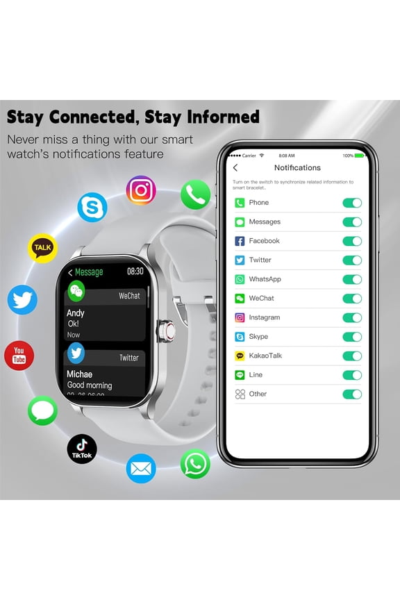 -Smart Watch for Women Men(Answer/Make Call), Smartwatches with Sleep/Stress Monitor, IP68 Waterproof Activity Tracker for Android iPhone, 100+ Sports Fitness Watches