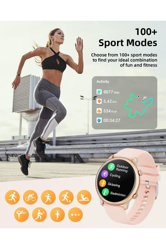 -Smart Watches for Women Android Phones iPhone Compatible(Bluetooth Call),1.39'' Round Fitness Tracker Heart Rate/SpO2/Sleep Monitor,100+Sport Modes Pedometer