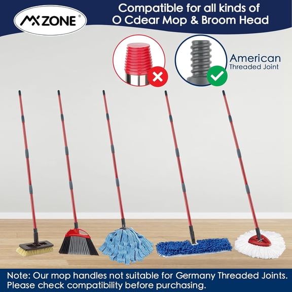HSAPOW-Spin Mop Handle Replacement Compatible with O Cedar Spin Mop and Bucket, 4-Section 30 to 58 Inchs Mop Replace Handle, Mop Stick for Floor Cleaning, Mop Head and Base not Include