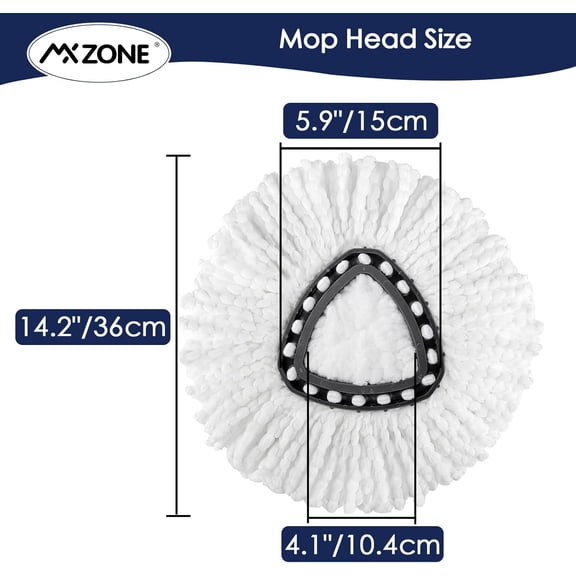 HSAPOW-Spin Mop Head Replacement for O Ceda Mop Replace Head Triangle Mop Refills, Microfiber, White, 5 Packs