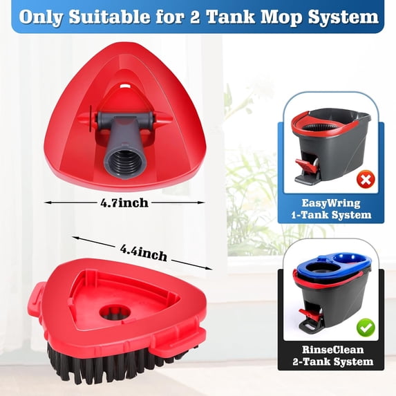 HSAPOW-Spin Mop Refills Compatible with OCedar RinseClean 2-Tank System - 6-Piece Set Includes 4 Washable Microfiber Replacement Heads, 1 Base & 1 Small Gray Full Cleaning Brush - Floor Cleaning Acce