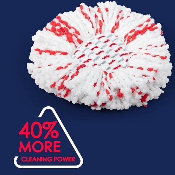 HSAPOW-Spin Mop Replacement Heads Compatible with O-Cedar EasyWring 1-Tank System - Microfiber Mop Head Refills for Deep Floor Cleaning, Scrub Pad for Tile Hardwood Kitchen, 3Pack