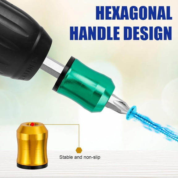 HSAPOW-Strong Magnetic Screw Holder Ring Grip Set, 6pcs Rings with 3pcs Ph2 Bits, Magnetizer for Secure Screw Grip on Hex Screwdrivers & Power Drills, Prevents Dropping for Mechanics and Carpenters