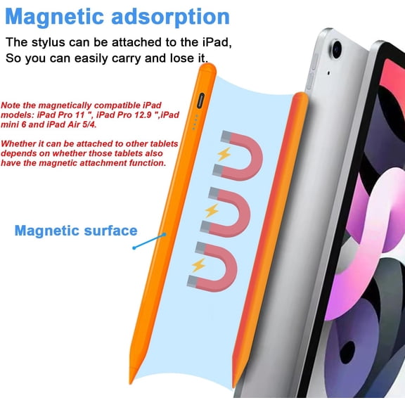 HSAPOW-Stylus Pens for Touch Screens Power-Display Tablet Pen POM Tip Magnetic Digital Touch Pen Compatible with iPhone/iPad/Lenovo/and Other iOS/Android Smartphone and Tablet Devices (Orange)