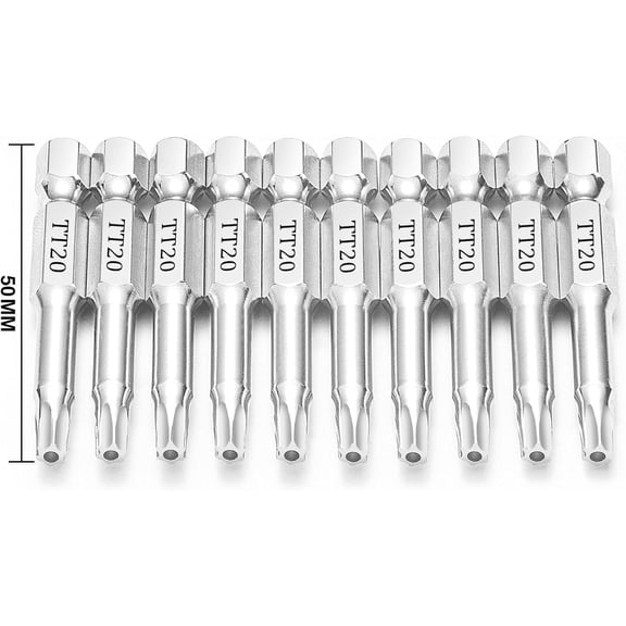 HSAPOW-T20 Torx Bits(10-Pack 2 Inch), 1/4 Inch Hex Shank S2 Steel Magnetic Security Tamper Proof star 6 Point Screwdriver bit set