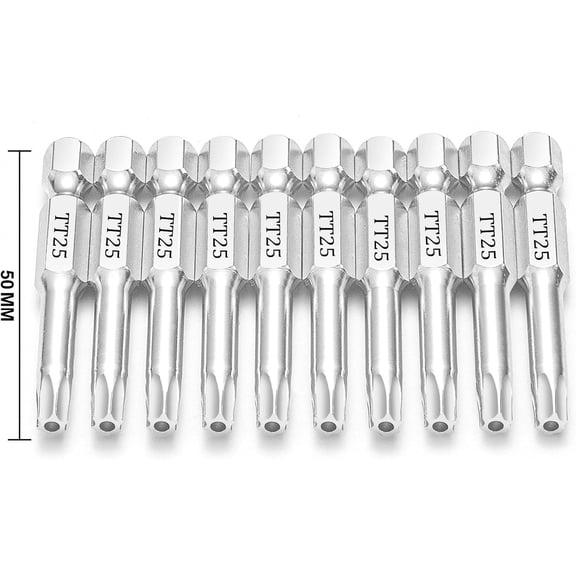 HSAPOW-T25 Torx Bits(10-Pack 2 Inch), 1/4 Inch Hex Shank S2 Steel Magnetic Security Tamper Proof star 6 Point Screwdriver bit set