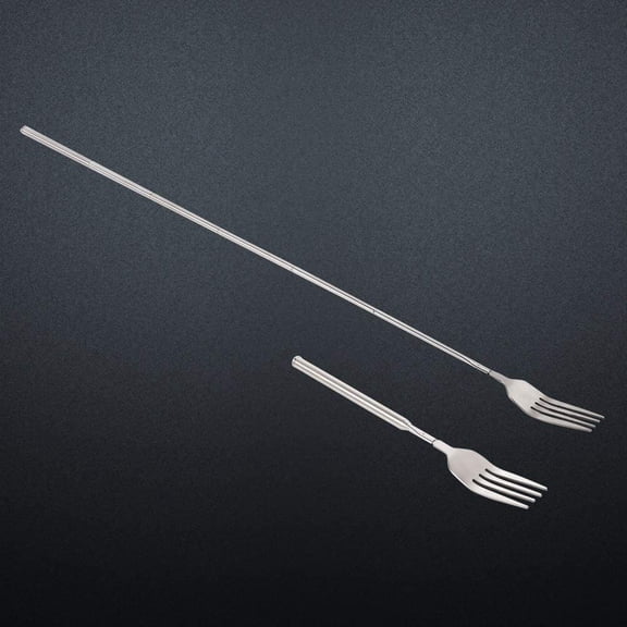 HSAPOW-Telescopic Fork, 3PCS Stainless Steel Extendable Long Handle BBQ Dinner Fruit Dessert Fork, Sturdy and Durable 8.7-25.4inch