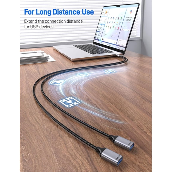 HSAPOW-USB 3.0 Y Splitter Cable, 6.6Ft USB 3.0 Type A Male to Dual USB Female 1 to 2 Y Splitter Sync Data Charger Cable Cord for Mac, Xbox, Laptop, Tablet, Smartphone.