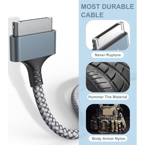 HSAPOW-USB to 30 Pin Charging Cable 3.3ft 2-Pack, USB Fast Charging & Sync Data Cable Nylon Braided Cord Compatible iPhone 4/4s/3G/3GS, iPad 1 2 3,iPod Touch 4 3 2 1, iPod Classic 3 2 1-Grey