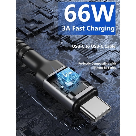 HSAPOW-USB C to USB C Cable 10FT, 2Pack USB C Charger Cable, Long Type C Fast Charging Cable Nylon Braided USBC Charger Cord Compatible with iPhone 17/16/15/Pro/Plus/Pro Max/Samsung Galaxy S23/LG and