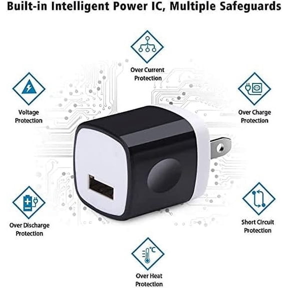 HSAPOW-USB Charger Block 10 Pack, 1A 5V Single Port Power Adapter Charging Phone Cube Box Brick Plug Pack Compatible with iPhone 14 13 12 SE 11 X 8, Galaxy S22 A13 A03S A21 Note20 A71 A51 A31 S10 S9