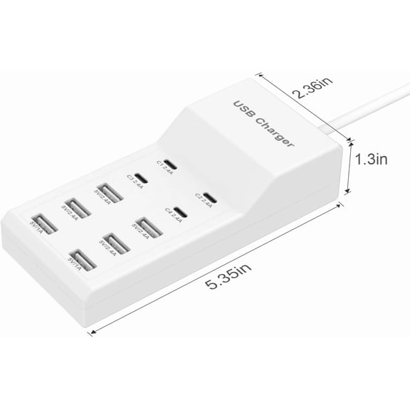 HSAPOW-USB Charging Station for Multiple Devices USB Wall Charger Power Hub Strip Smart Plug Charging Dock Charge Block 4 Type C Ports Compatible with iPhone 15,iPod,Galaxy S Smart Phones, A18-3