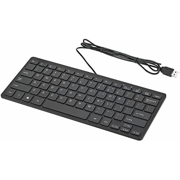 HSAPOW-USB Mini Slim Wired 78 Key Small Super Thin Compact Keyboard for Desktop Laptop PC Win 7 Mac (Black)