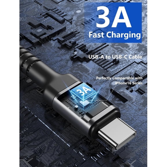 HSAPOW-USB A to USB C for Carplay USB C Cable 3FT, Car Charger Cable 2Pack Short Type C Fast Charging Cord Upgraded Extra Durable USBC Cord Compatible with iPhone 17 16 15 Pro Max/Samsung Galaxy S23