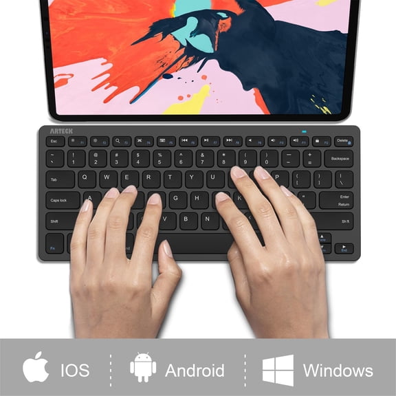 HSAPOW-Ultra-Slim Bluetooth Keyboard Compatible with iPad 10.2-inch/iPad Air/iPad 9.7-inch/iPad Pro/iPad mini, iPhone and Other Bluetooth Enabled Devices Including iOS, Android, Windows, Black