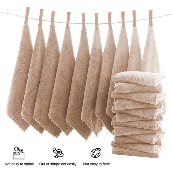HSAPOW-Ultra Soft Premium Washcloths Set - 12 x 12 inches - 24 Pack - Quick Drying - Highly Absorbent Coral Velvet Bathroom Wash Clothes - Use as Bath, Spa, Facial, Fingertip Towel (Brown)