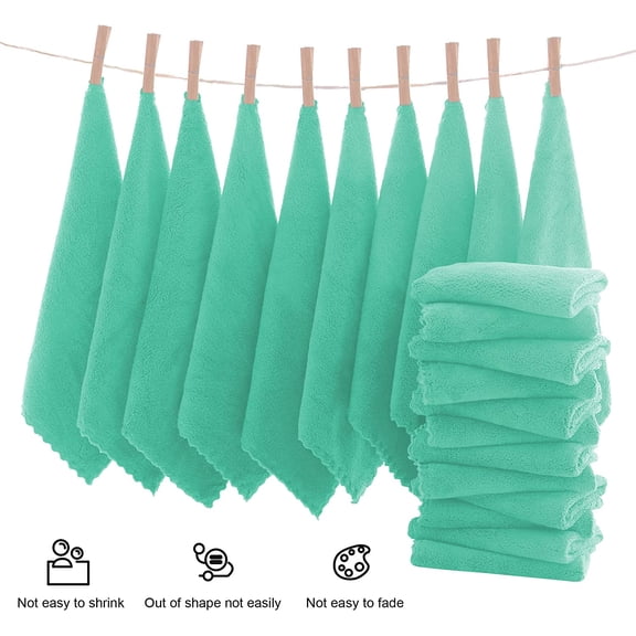 HSAPOW-Ultra Soft Premium Washcloths Set - 12 x 12 inches - 24 Pack - Quick Drying - Highly Absorbent Coral Velvet Bathroom Wash Clothes - Use as Bath, Spa, Facial, Fingertip Towel (Aqua Green)