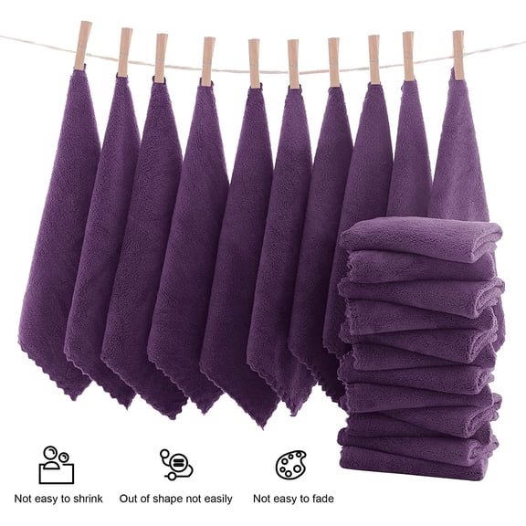 HSAPOW-Ultra Soft Premium Washcloths Set - 12 x 12 inches - 24 Pack - Quick Drying - Highly Absorbent Coral Velvet Bathroom Wash Clothes - Use as Bath, Spa, Facial, Fingertip Towel (Plum)