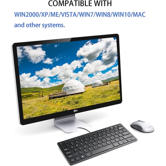 HSAPOW-Upgraded PC Computer Laptop Mini USB Wired Keyboard for Mac and Windows 78 Scissor Keys Small Super Thin Compact Multimedia Keyboard (Black)