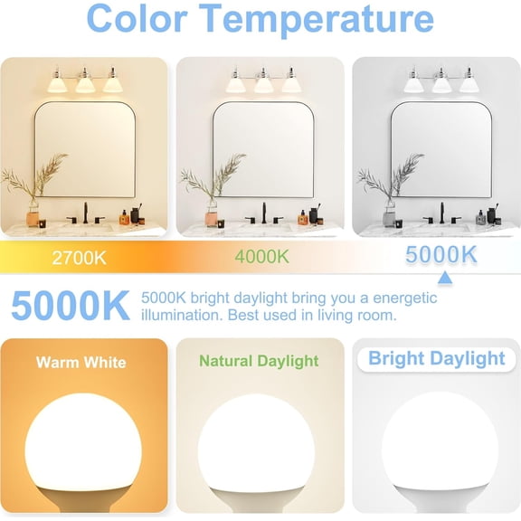 HSAPOW-Vanity Light Bulb 5000K Daylight,G25 LED Globe Light Bulbs for Bathroom Vanity Mirror, E26 Medium Base,5W 60W Incandescent Equivalent,500LM,Non-dimmable,4 Pack