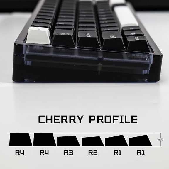 HSAPOW-WOB PBT Double Shot Custom Keycap Set,174 Keys Black and White Gaming Key Caps Cherry Profile Keycaps for 61/64/68/84/87/100/104/108 Mechanical Keyboard