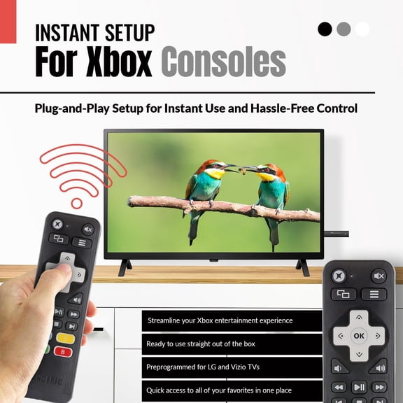 HSAPOW-Xbox One Media Remote Control with Learning - Standard IR Xbox Remote with A,B,X,Y Buttons - Works for Xbox One - RRXB01