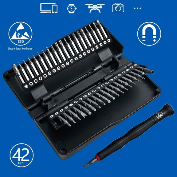 HSAPOW-ZEITE 42 Piece ESD Micro Precision Screwdriver and Bit Set,Professional Repair Tool Kit for Laptops,Drones,Hard Drives,Gaming Consoles,Cameras,Watches,and Other Precision Devices