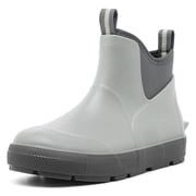 HSBDNZQ Mens Deck Boots, Waterproof Ankle Rain Boots, Anti-Slip Rubber Fishing Shoes for Boating, Gardening & Outdoor Work, Gray, Size 8.5