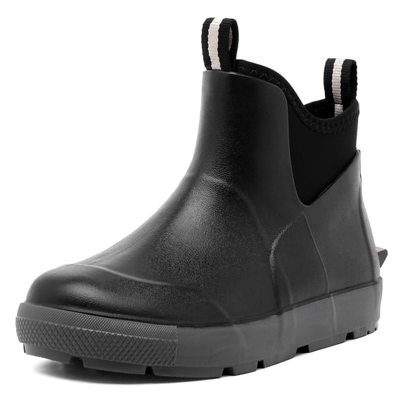 HSBDNZQ Men's Deck Boots, Waterproof Ankle Rain Boots, Anti-Slip Rubber Fishing Shoes for Boating, Gardening & Outdoor Work, Black, Size 9.5