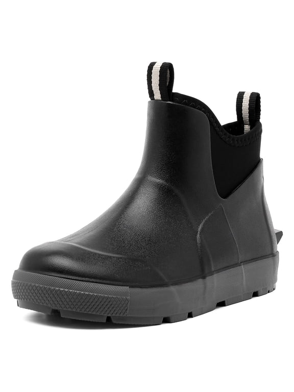 Men's Deck Boots, Waterproof Ankle Rain Boots, Anti-Slip Rubber Fishing Shoes for Boating, Gardening & Outdoor Work, Black, Size 10.5