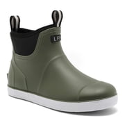 HSBDNZQ Mens Deck Boots, Waterproof Ankle Rain Boots, Anti-Slip Rubber Fishing Shoes for Boating, Camping & Outdoor Work, Green, Size 13