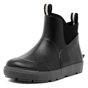 HSBDNZQ Mens Deck Boots, Waterproof Ankle Rain Boots, Anti-Slip Rubber Fishing Shoes for Boating, Gardening & Outdoor Work, Black, Size 9.5