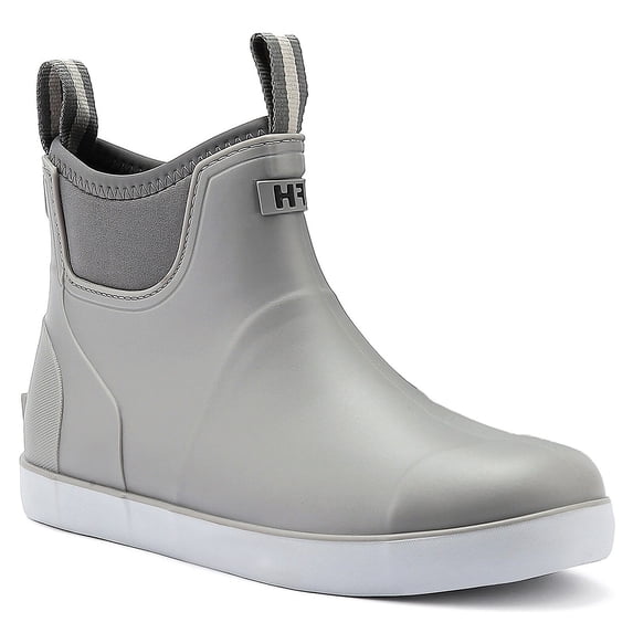 HSBDNZQ Men's Deck Boots, Waterproof Ankle Rain Boots, Anti-Slip Rubber Fishing Shoes for Boating, Camping & Outdoor Work, Gray, Size 12